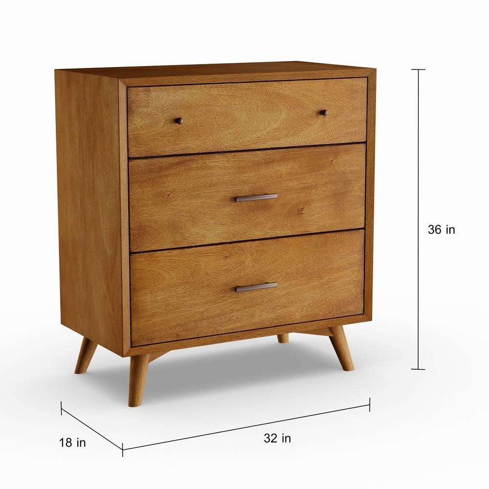 Brown Wood 3-Drawer Small Chest O476