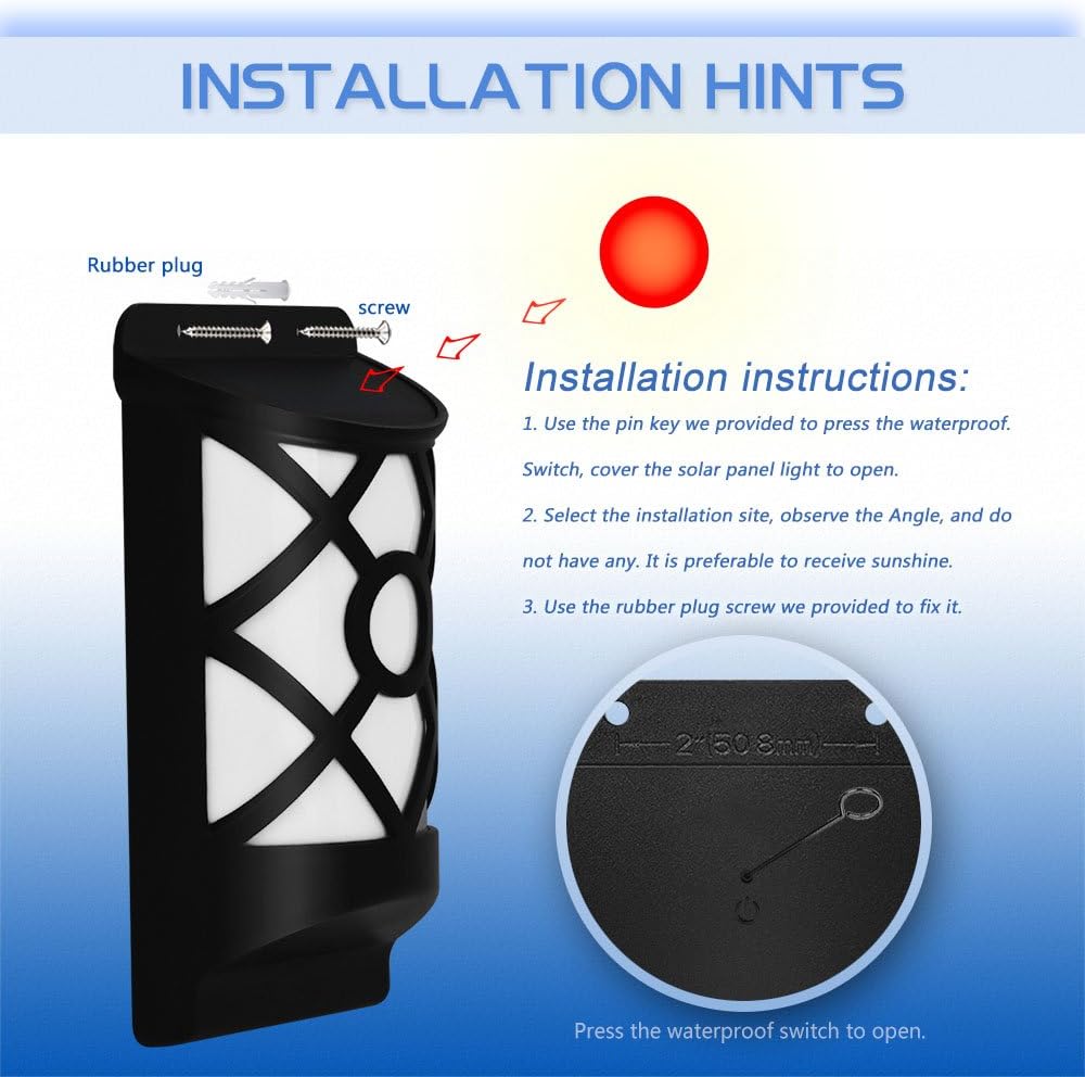 Solar Wall Flame Lights, Waterproof Outdoor Garden Lights U690