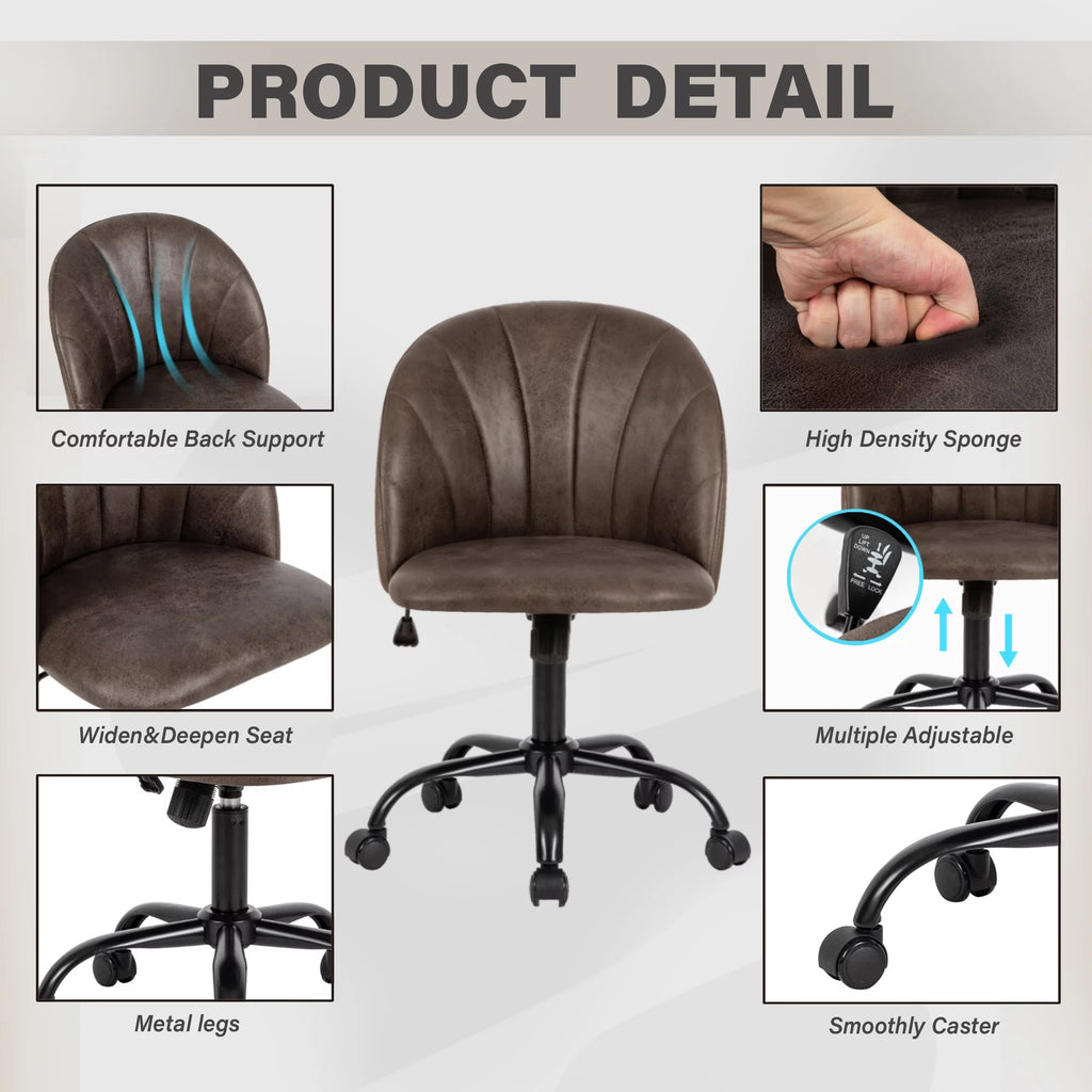 Ash Brown Faux Leather Swivel Desk Chair L44176