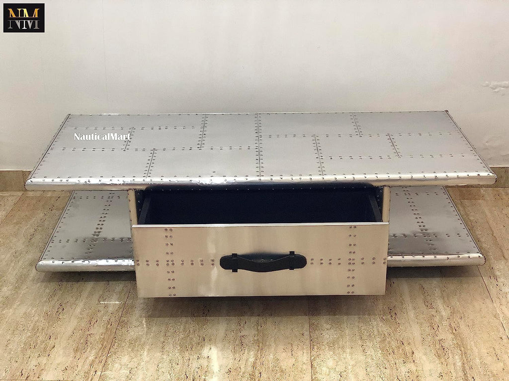 Aluminum Coffee Table with Drawers 40 Inches S662953