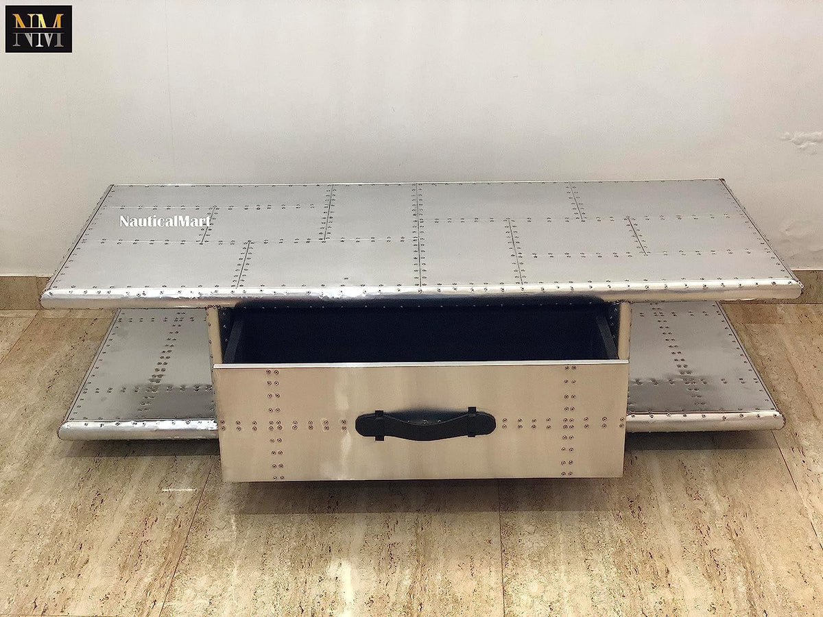 Aluminum Coffee Table with Drawers 40 Inches S662953