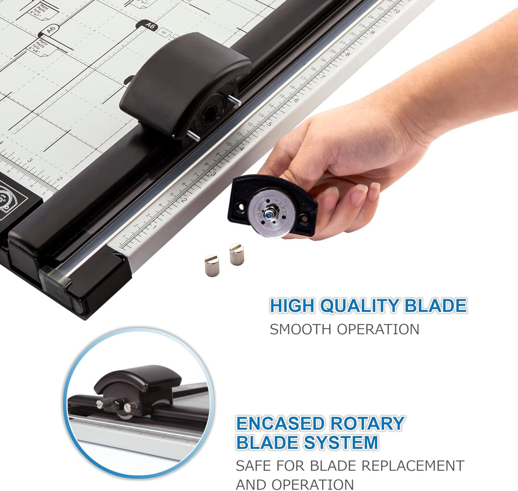 18 inch Rotary Paper Trimmer, Metal Base, 15 Sheet Cutting Capacity, Pack of 2 F28543
