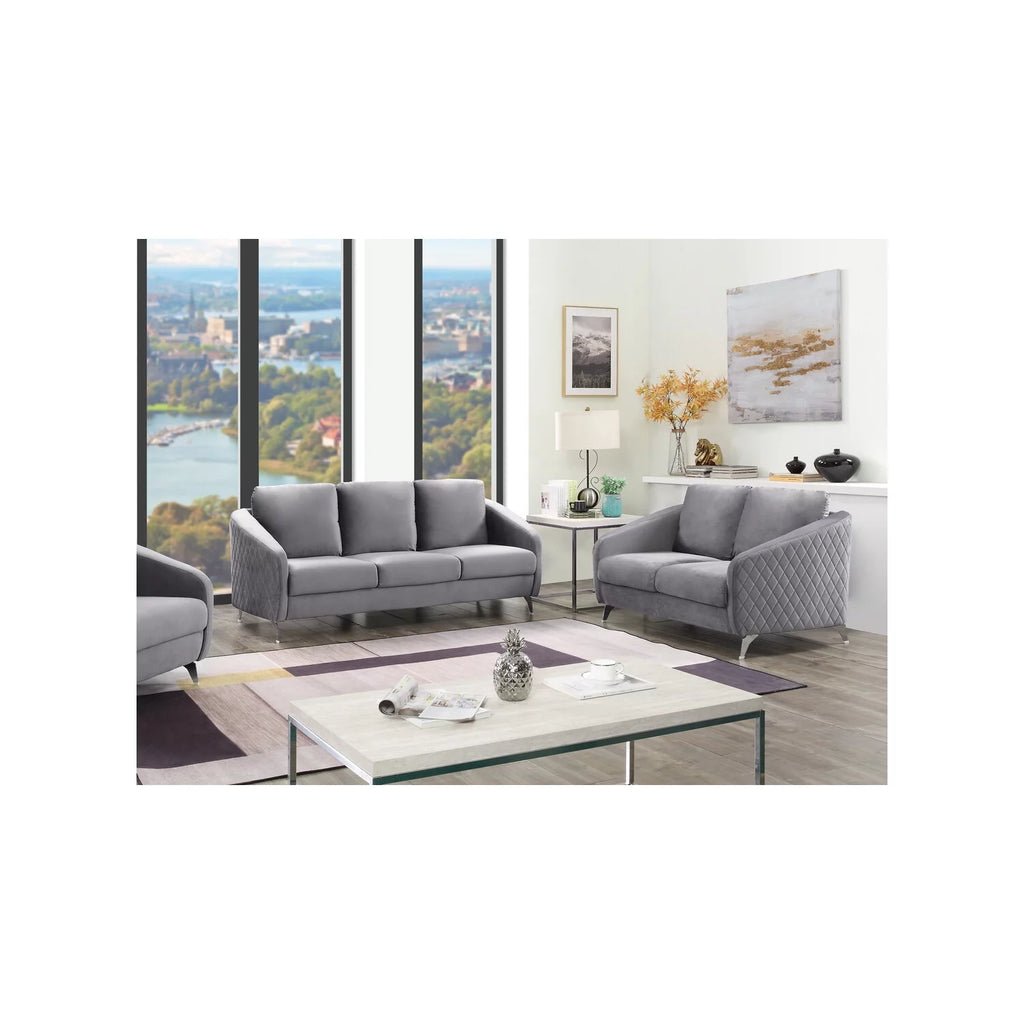 Grey Velvet Sofa Loveseat I21151