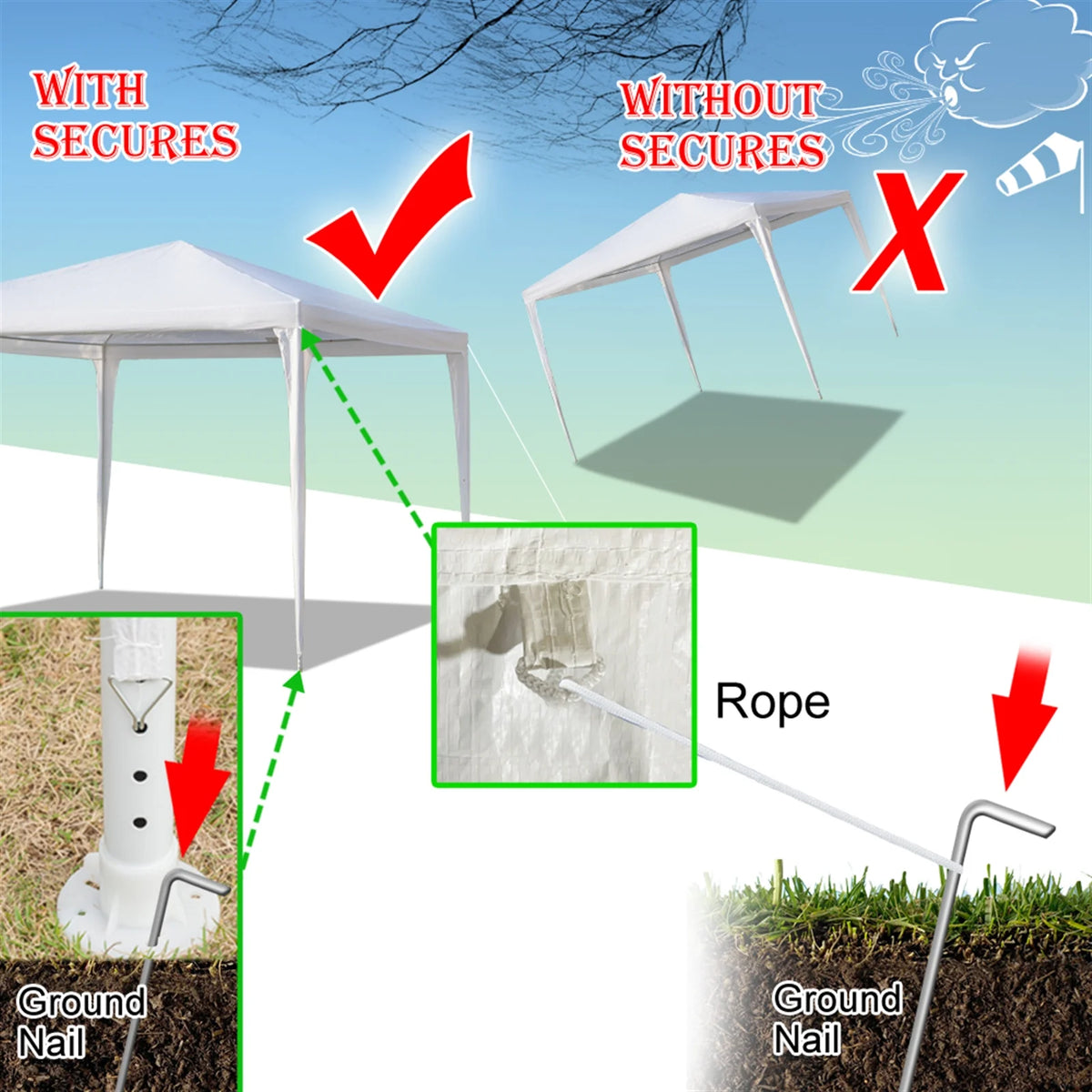 3 x 3 m 4 Sides Waterproof Tent with Spiral Tubes F655919