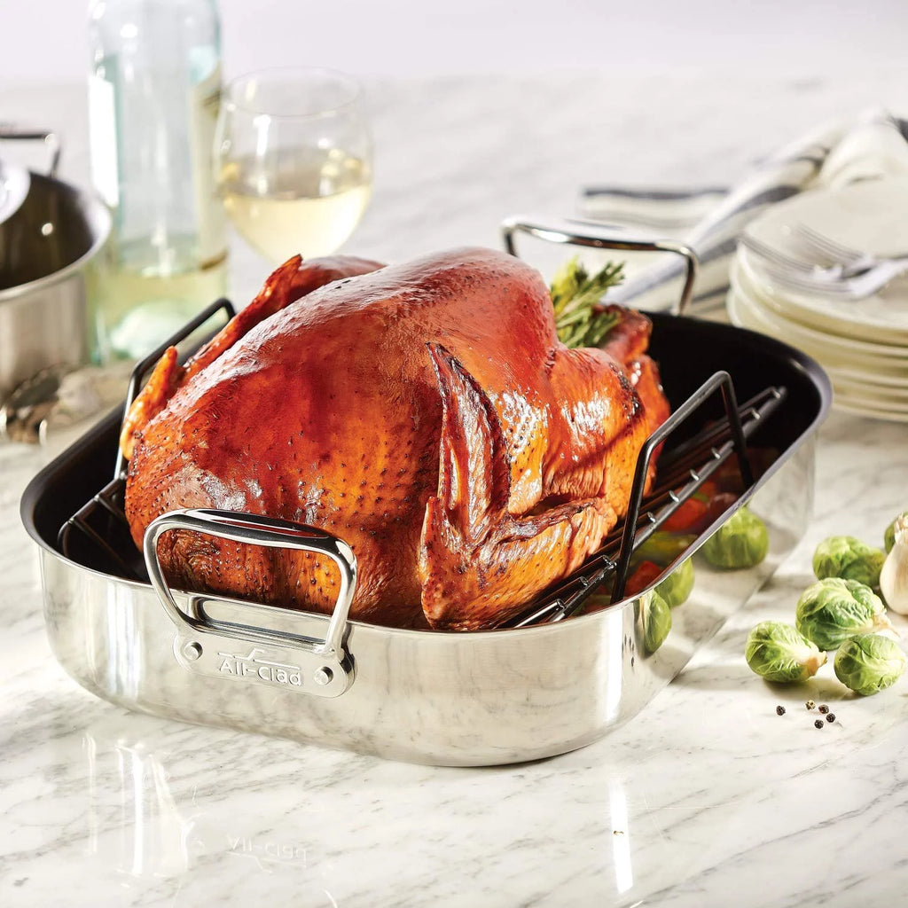 Large Stainless Steel Nonstick Roaster with Rack D116740