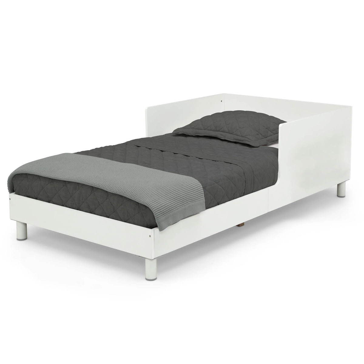 White Toddler Bed with Interchangeable Shelf W742940