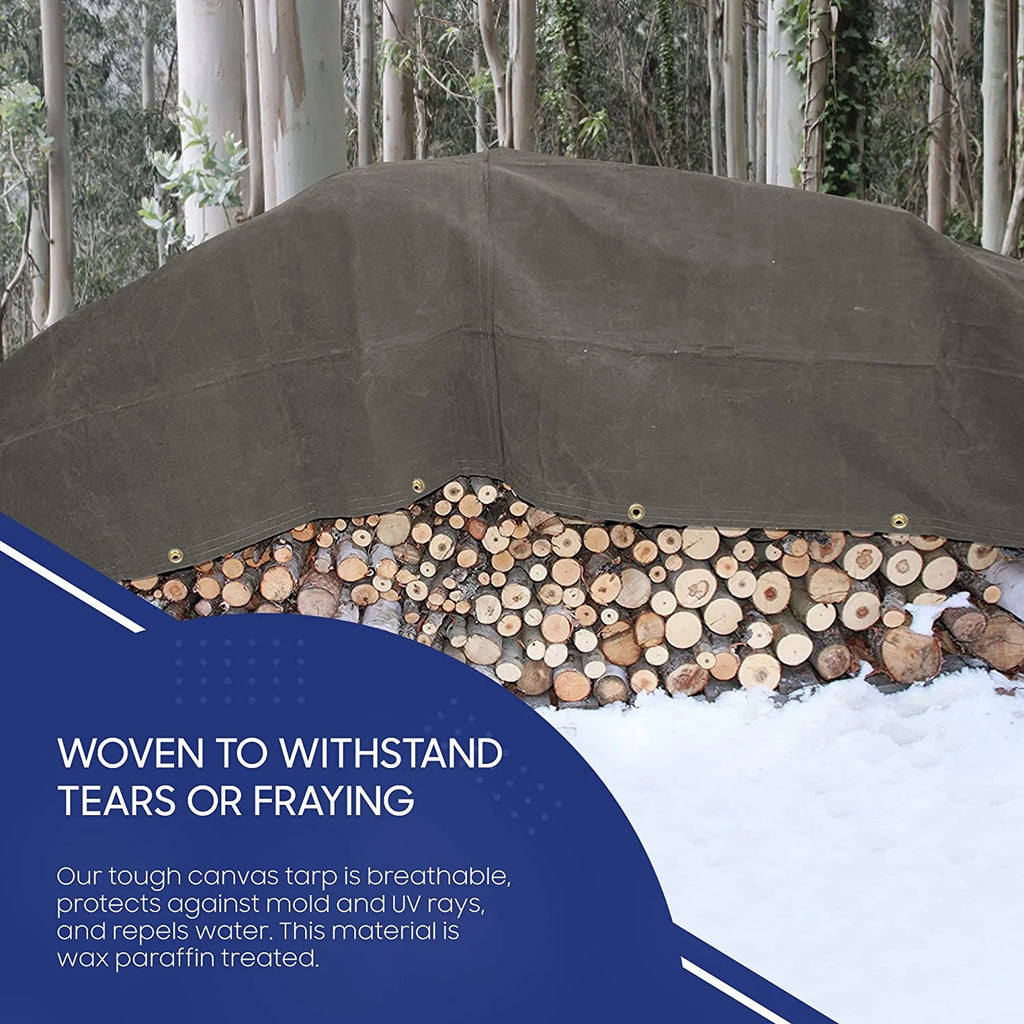 18 Mil Fire Retardant Canvas Tarp with Brass Grommets Dark Olive (5' x 7') V848149