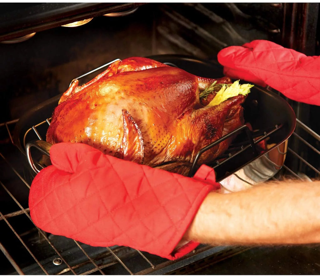 Large Stainless Steel Nonstick Roaster with Rack D116740