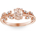 1 Ct Oval Morganite & Diamond Vine Ring in 14k Rose Gold J567