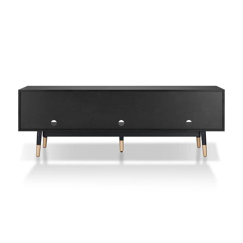 Mid-Century Modern Wood 3-Drawer TV Stand in Black A1011
