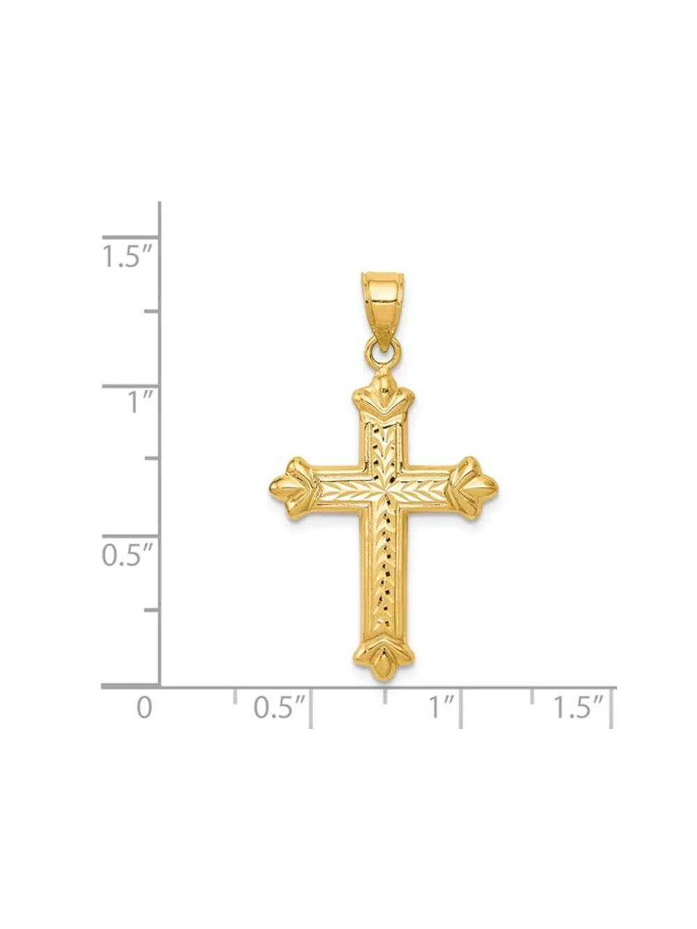 14K Yellow Gold Diamond Cut Cross Necklace J66034