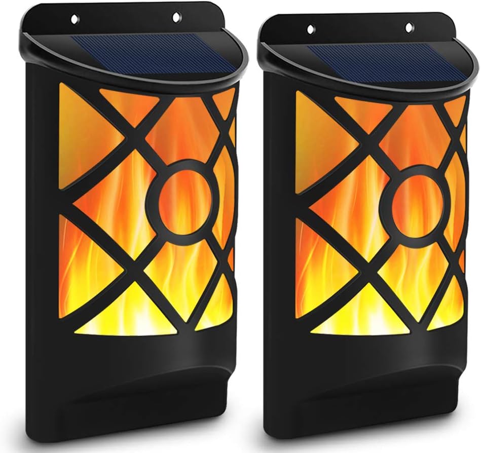 Solar Wall Flame Lights, Waterproof Outdoor Garden Lights U690