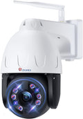 5MP PTZ Security Camera Outdoor 5X Optical Zoom WiFi Wireless IP Dome Surveillance with Cruise, Human Detection, Spotlight Color Night Vision, CMOS Image Sensor, 2-Way Audio S27637