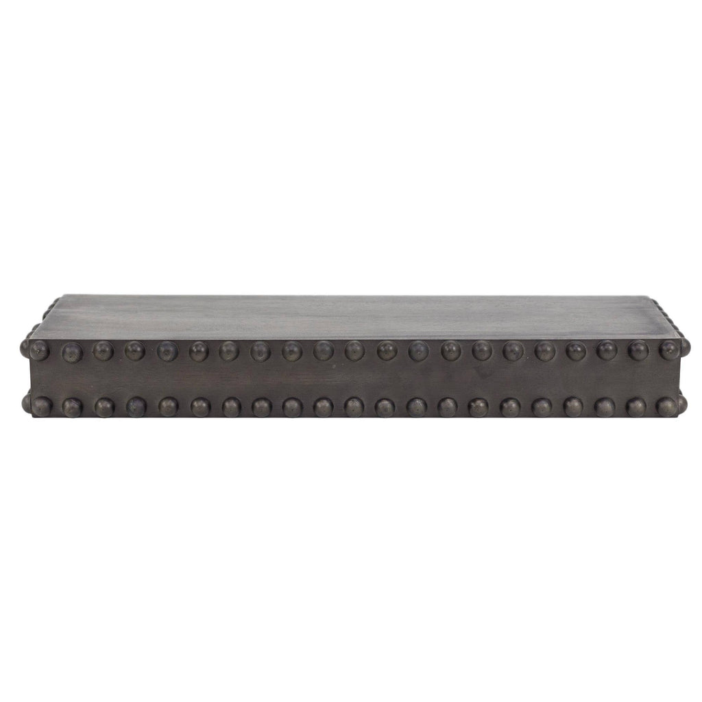 Black Rustic Beaded Wood Floating Wall Shelf D4647