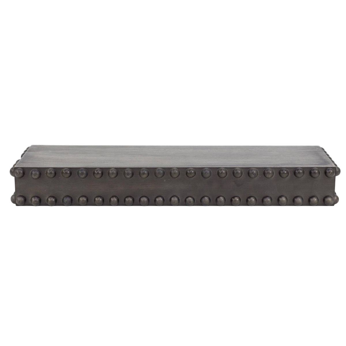 Black Rustic Beaded Wood Floating Wall Shelf D4647