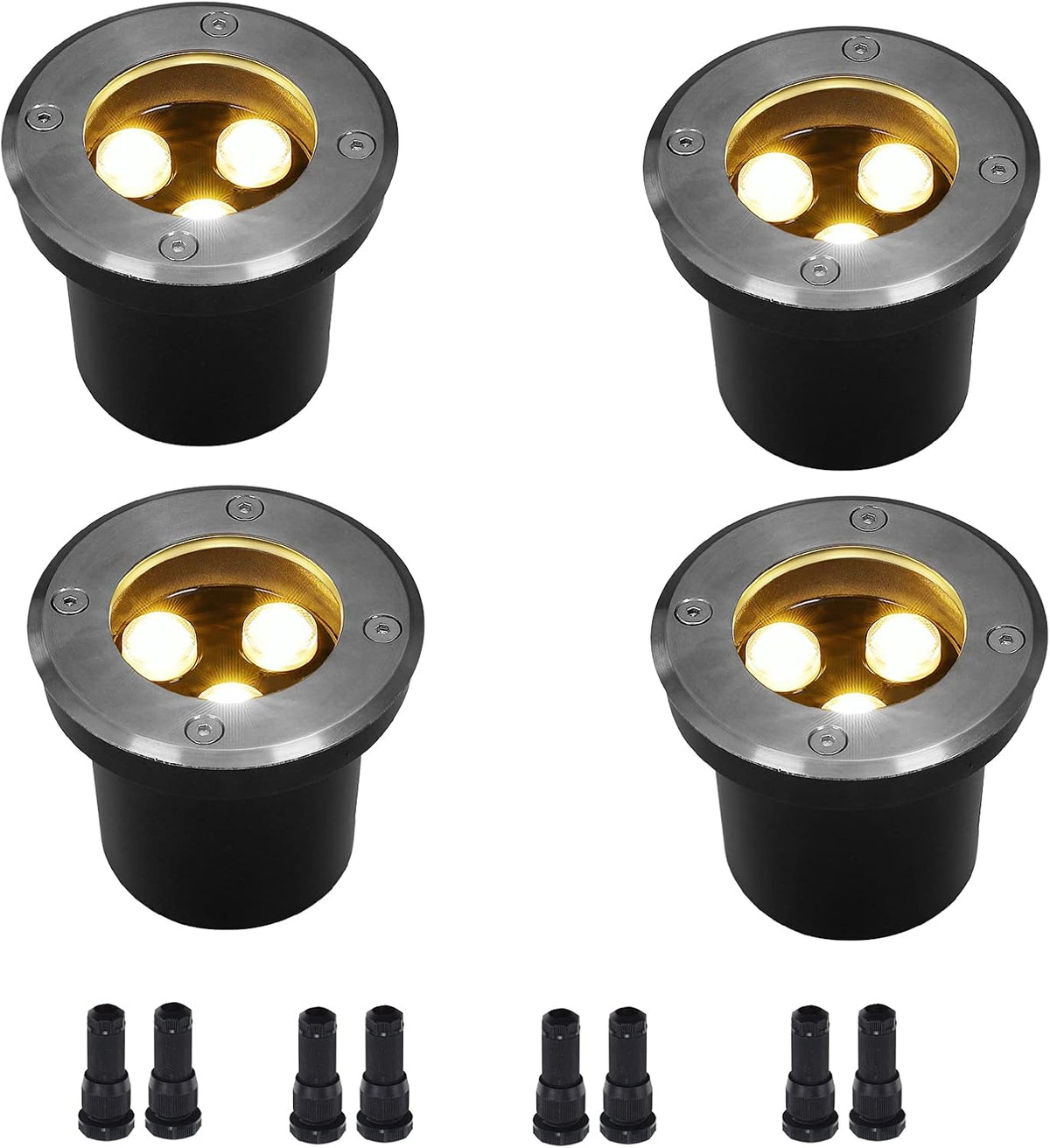 4 Pack Low Voltage Waterproof IP67 In-ground Deck Lights F5579