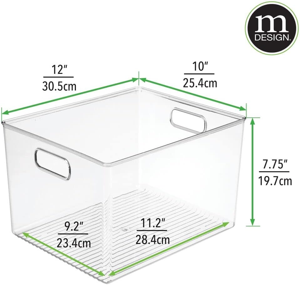 Clear Stackable Plastic Storage Organizer Bin with Handle 8 Pack G25938