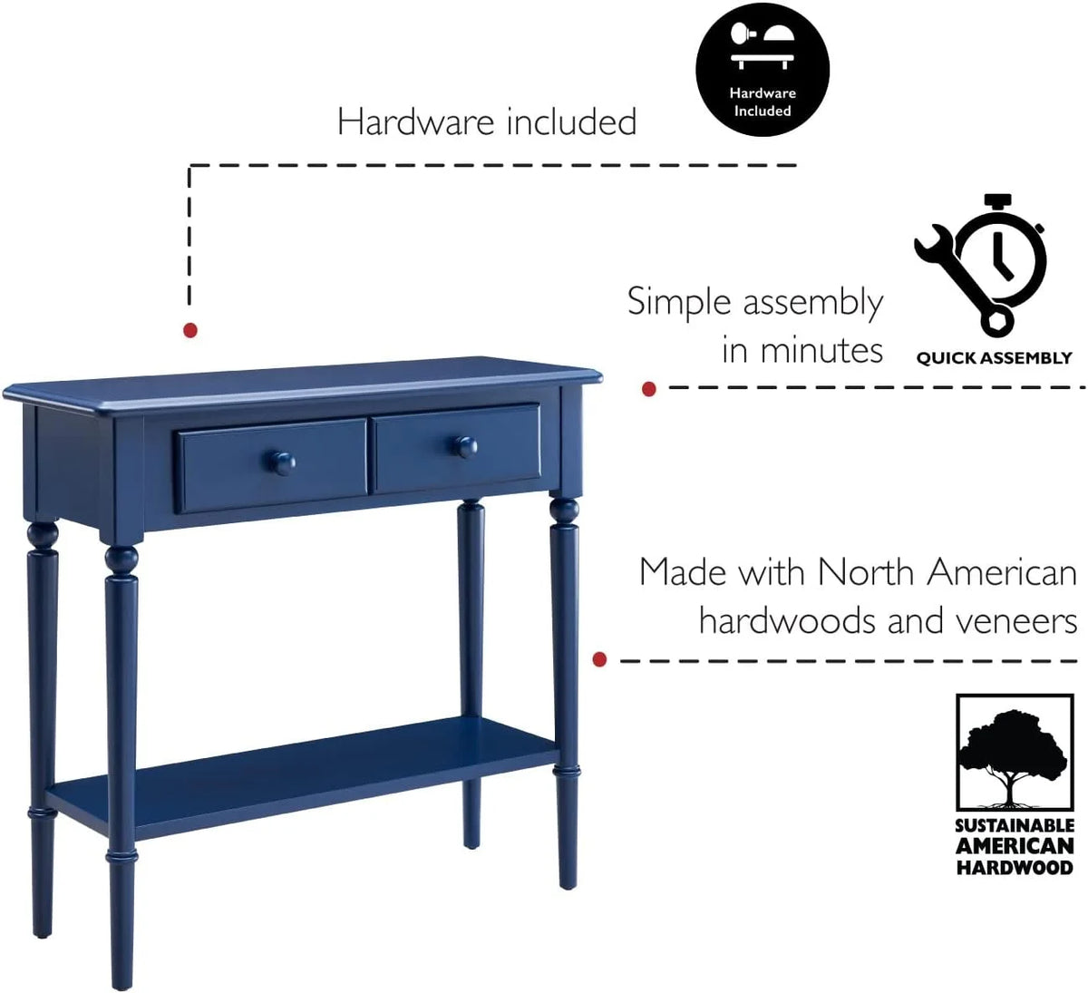 Navy Blue Console Table W78245