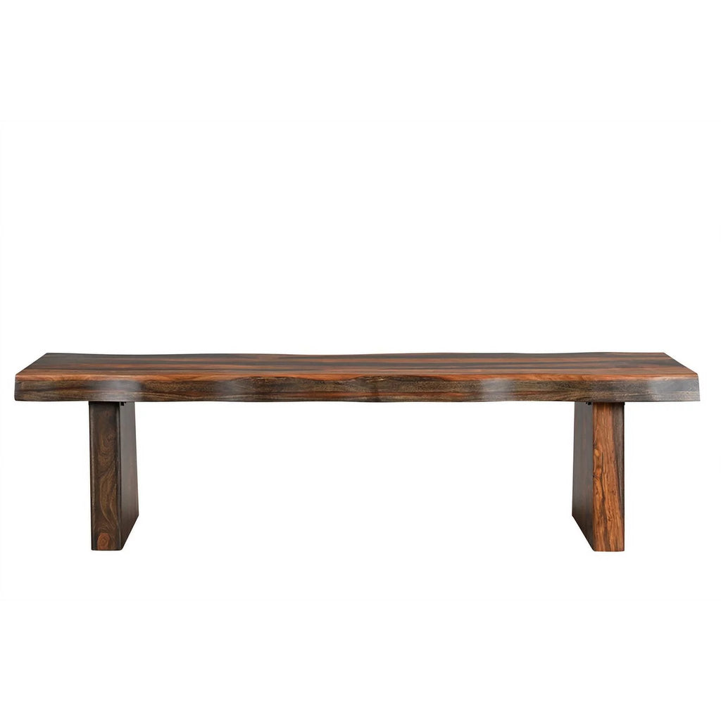 68" Live Edge Solid Wood Dining Bench in Dark Brown K45874