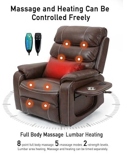 Large Power Lift Recliner with Heated and Massage, Dual Motor, 25in Extra Wide Seat Y561
