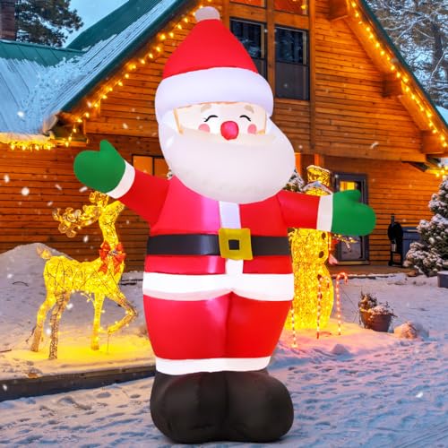 5 FT Christmas Inflatables Santa Claus Outdoor Decorations Blow Up Yard Standing Santa with Built-in LEDs J8012