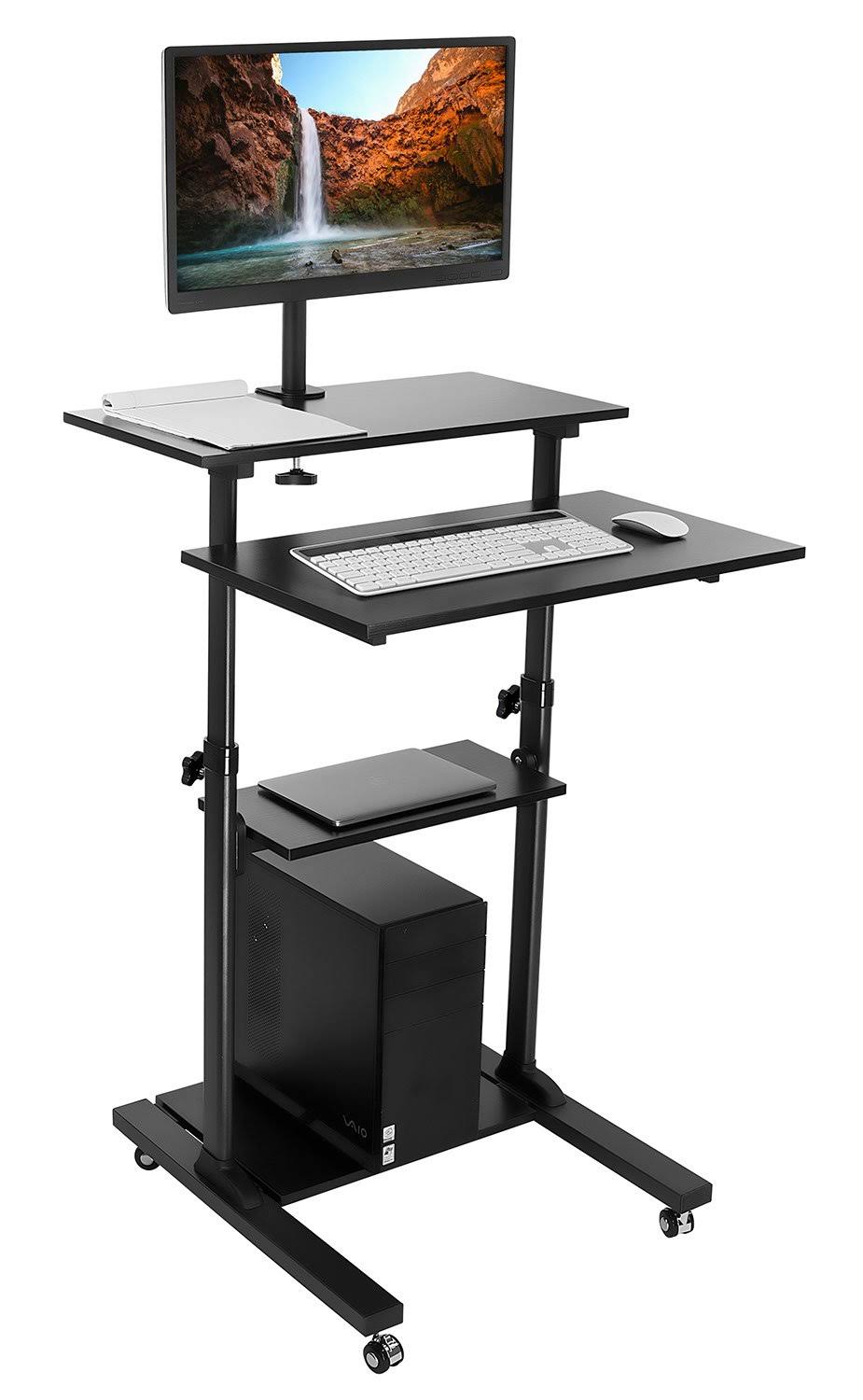 Mobile Height Adjustable Standing Desk Cart with Monitor Arm G294