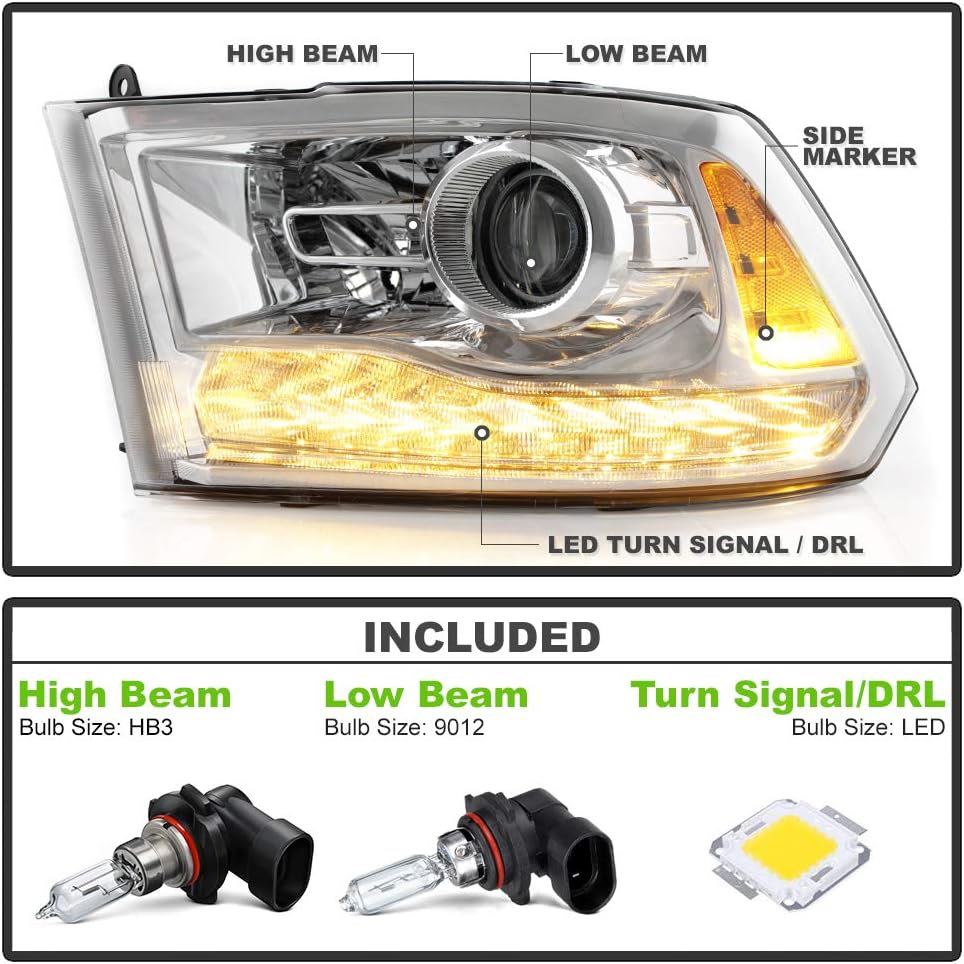 Chrome Headlights Pair Set Left+Right J734