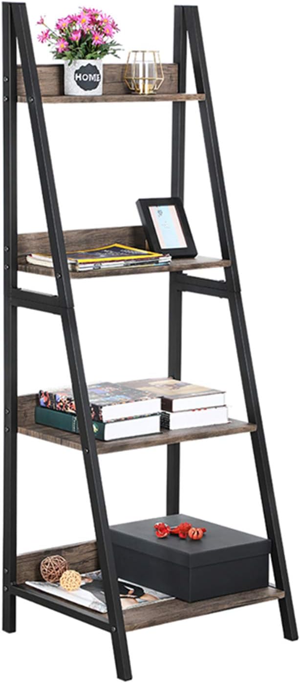 4 Tier Walnut Ladder Shelf Bookshelf Q891