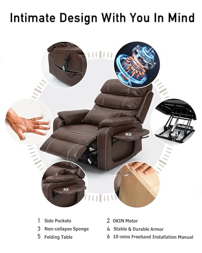 Large Power Lift Recliner with Heated and Massage, Dual Motor, 25in Extra Wide Seat Y561