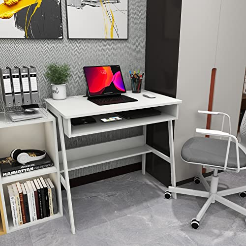 White W31.5*D19*H29.5 Wood Corner Desk Y63012