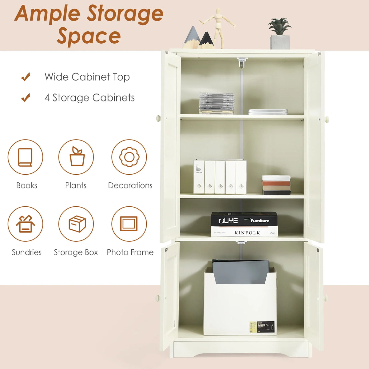 White 2-Door Accent Storage Cabinet with Adjustable Shelves Q7911