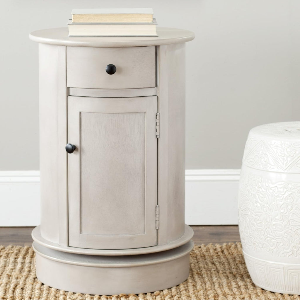 Dark Cherry Oval Swivel Storage End Table F866533