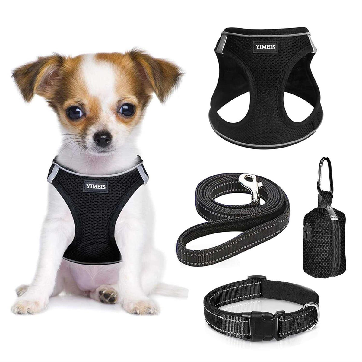 Dog Harness and Leash Set No Pull Soft Mesh Pet Harness V46961