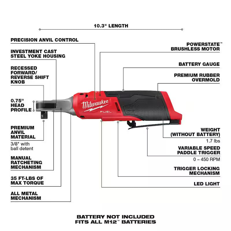 12V Lithium-Ion Brushless Cordless High Speed 3/8 in. Ratchet with 3 in. Cutoff Saw & 1/4 in. Die Grinder L8408