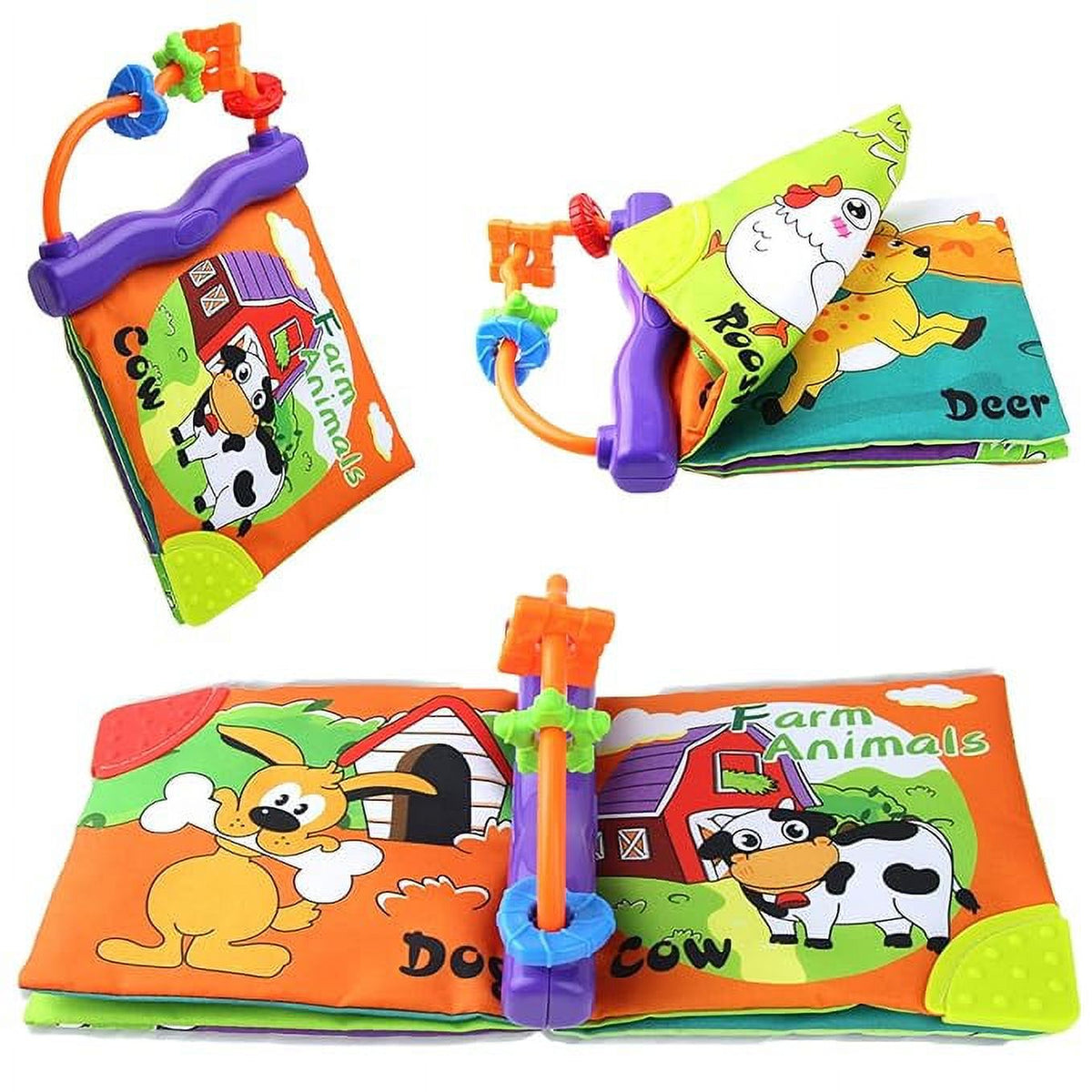 Soft Cloth Book with Teether Rings Infant Developmental Toy L583