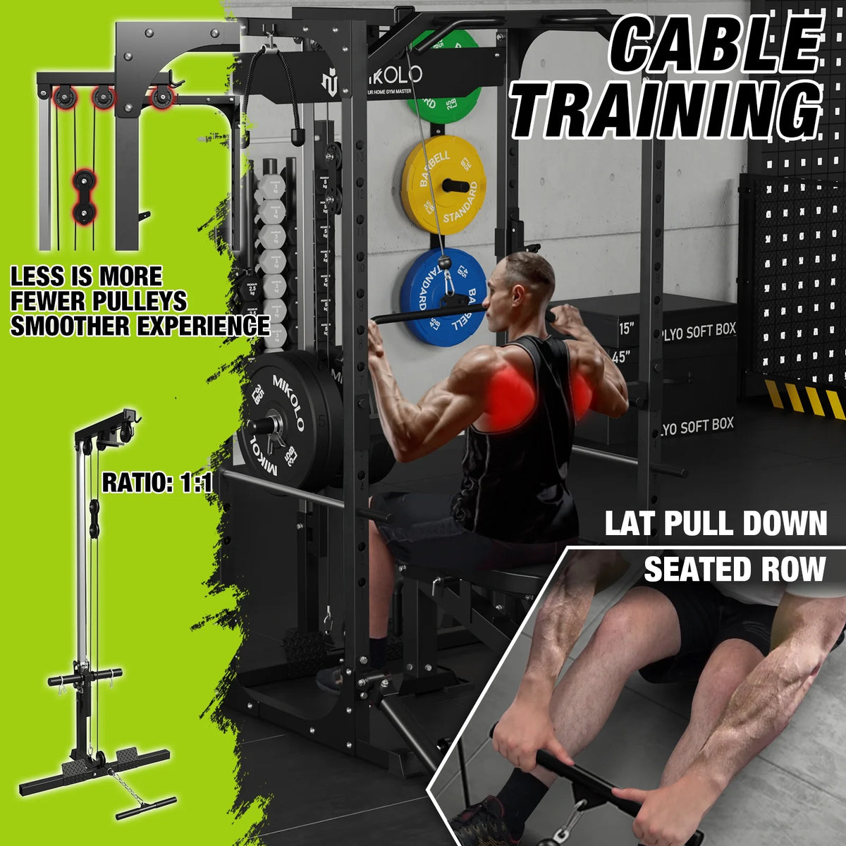 1200LBS Capacity Power Rack with LAT Pulldown System N9474