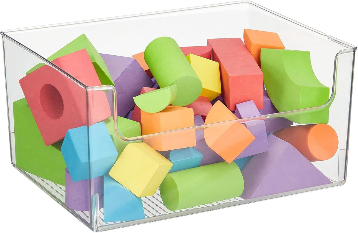 Clear Stackable Open Front Storage Organizer Bin Basket 4 Pack U683