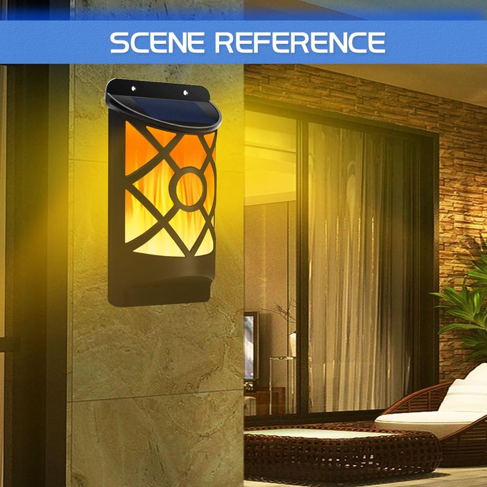 Solar Wall Flame Lights, Waterproof Outdoor Garden Lights U690