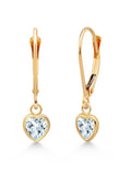 14K Yellow Gold Sky Blue Aquamarine Drop Dangle Leverback Earrings G48370