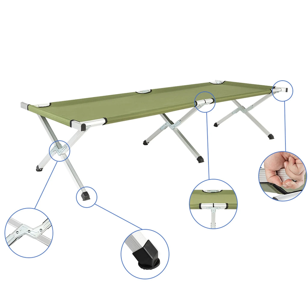 Army Green Portable Folding Camping Cot with Carrying Bag V50944