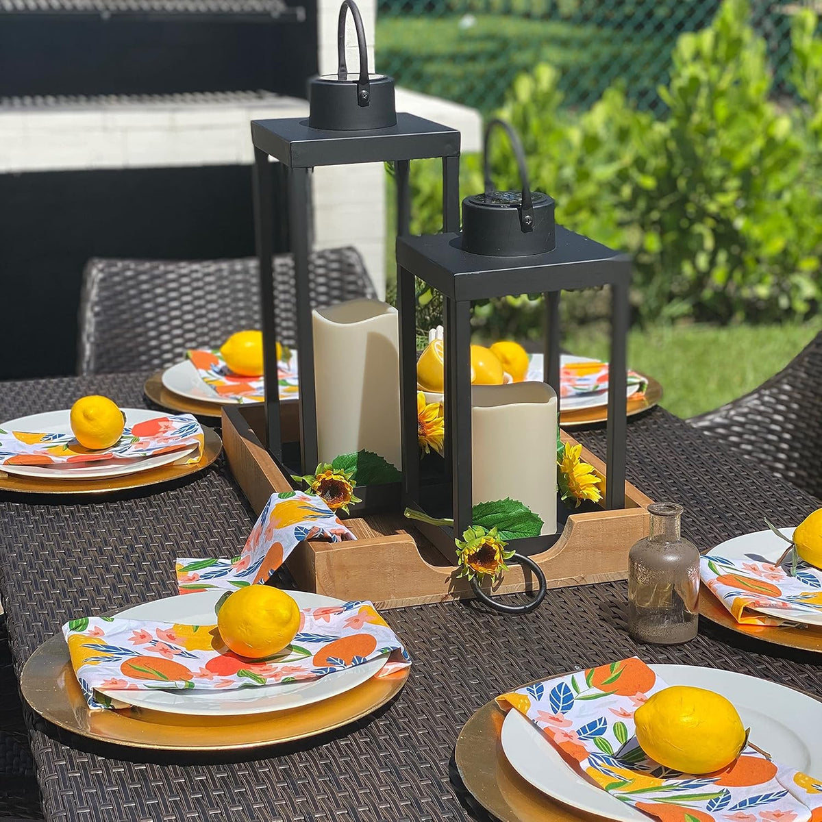 Matte Black Metal Candle Holder Lantern, 14 Inch Tall Z3763