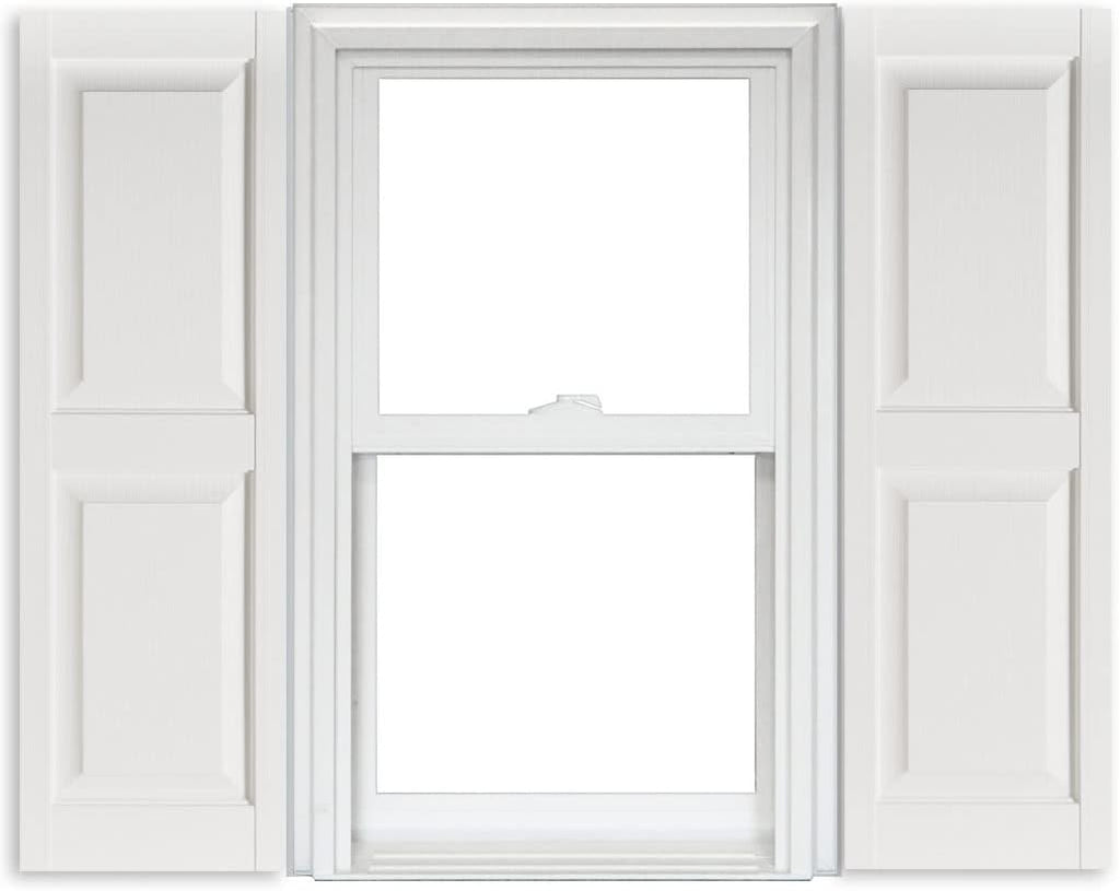 White Vinyl Raised Panel Shutters 15 Inch x 51 Inch Pack of 2 F29527
