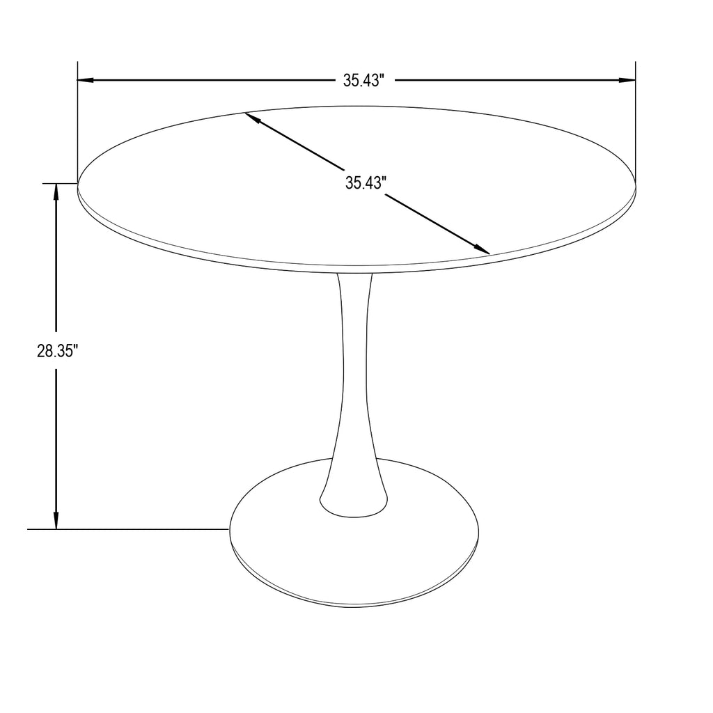 Black Round Dining Table with Wood Top and Iron Pedestal Base O402