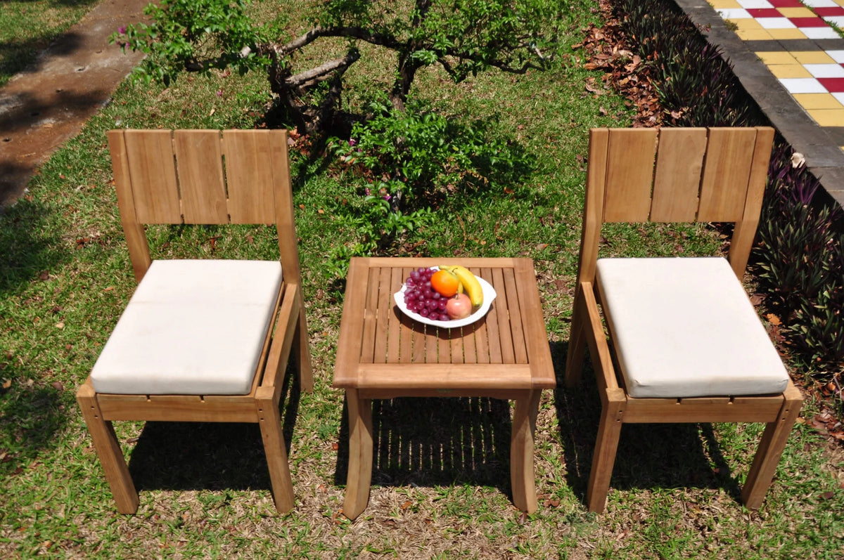 Teak 2 Seater 3 Pc Dining Set with Side Table and 2 Armless Chairs Y76508