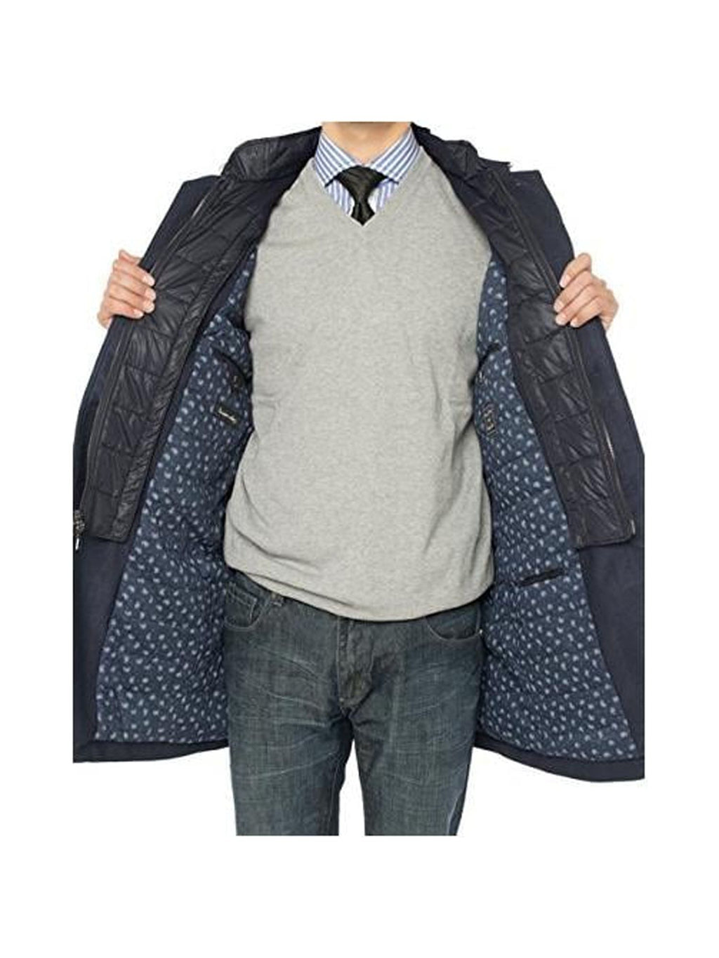 Navy Blue Insulated Coat X661