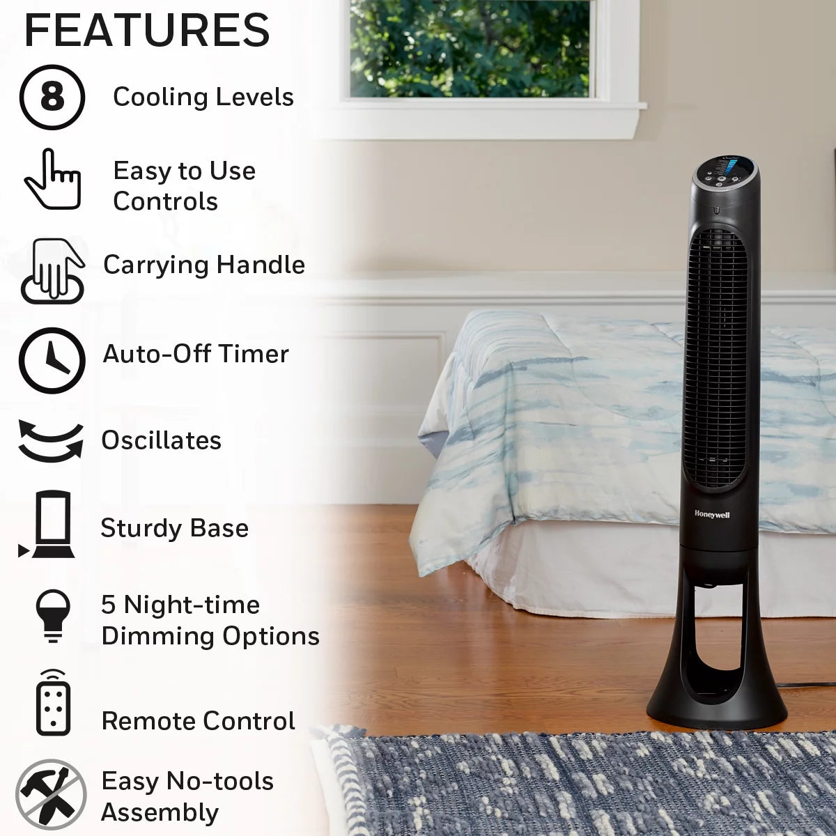 Black Oscillating Electric Tower Fan K315191