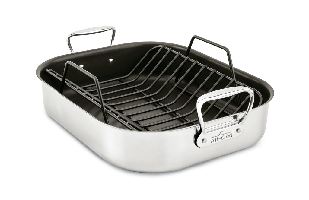 Large Stainless Steel Nonstick Roaster with Rack D116740