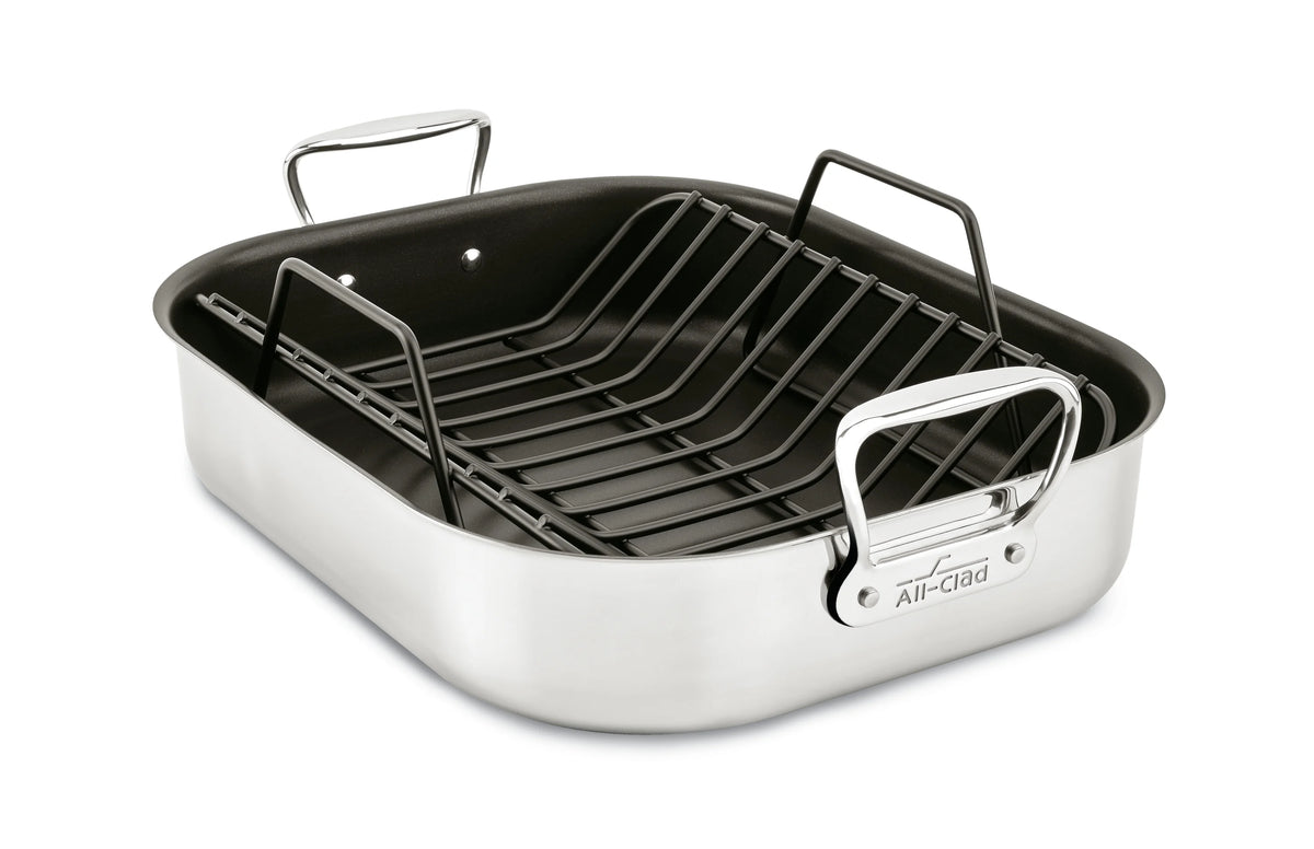 Large Stainless Steel Nonstick Roaster with Rack D116740