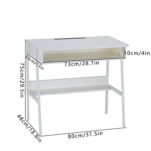 White W31.5*D19*H29.5 Wood Corner Desk Y63012