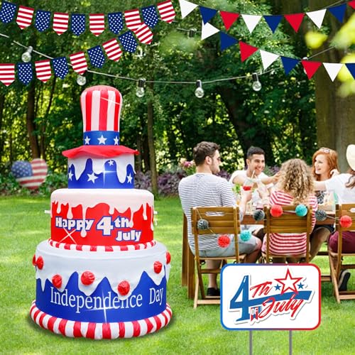 6 FT Inflatables Cake with LEDs Patriotic Decor L4383